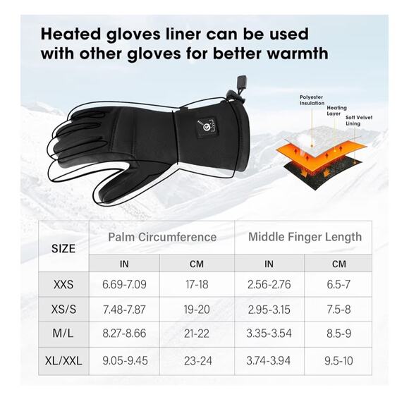 Savior Heat Heated Gloves M/L Rechargeable Winter Ski Snow Hiking S-18 - Picture 5 of 11